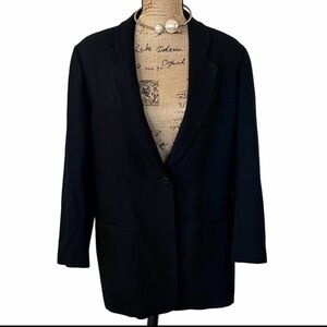 Giorgio Armani Le Collezioni Vintage Black Wool Blazer Size 8 Classic Tailored